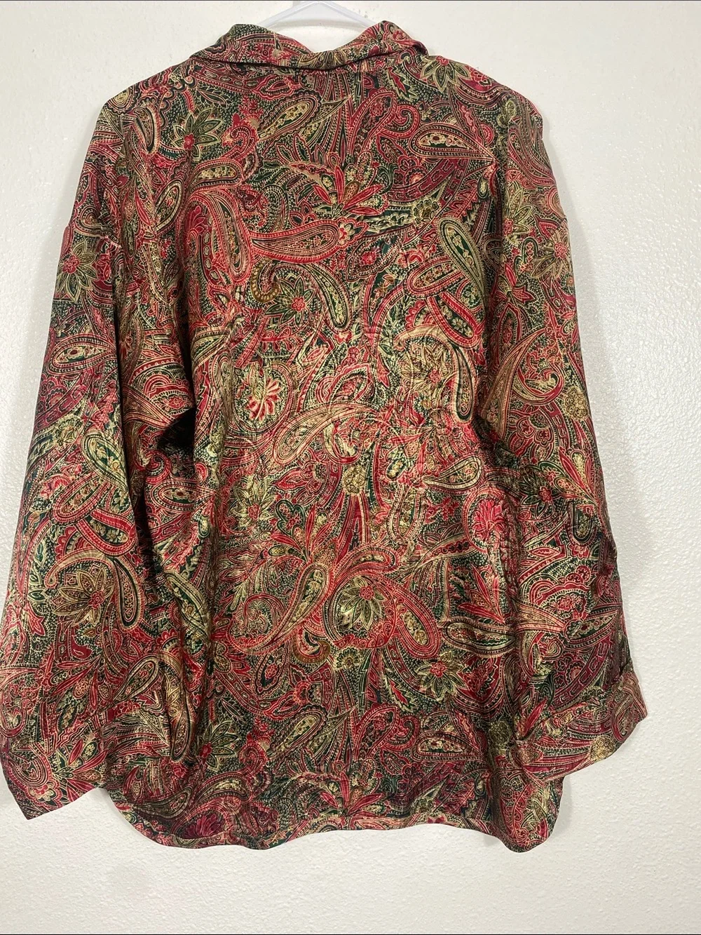 Victoria's Secret vintage 90s Paisley Button-Up Blouse in Red, Green & Gold